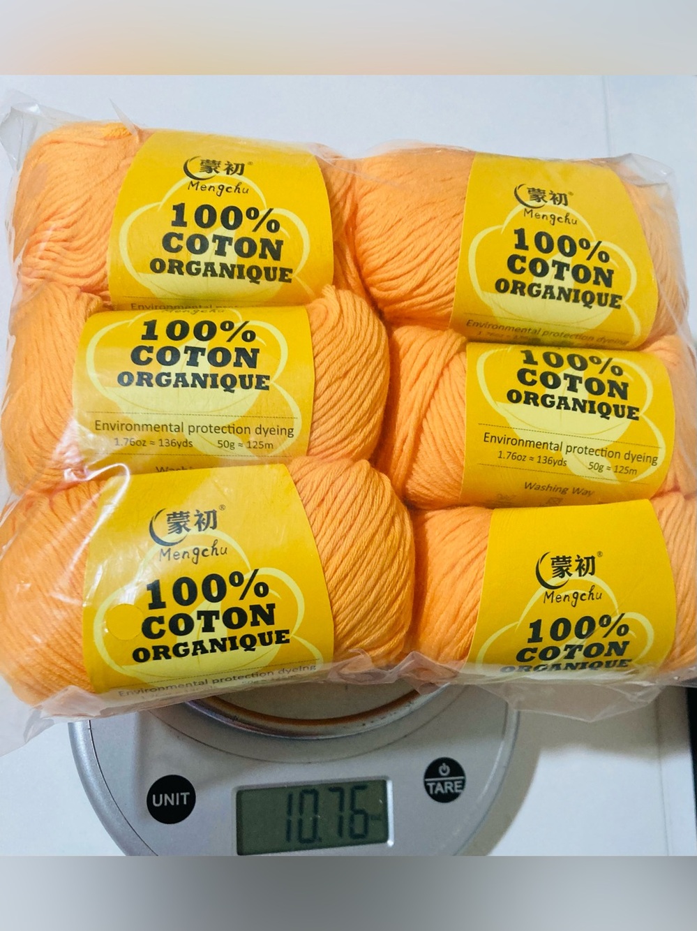 NWT 6 Mengchu 100% Organic Cotton Yarn Color: Fresh Turmeric ~48g ea 10oz total